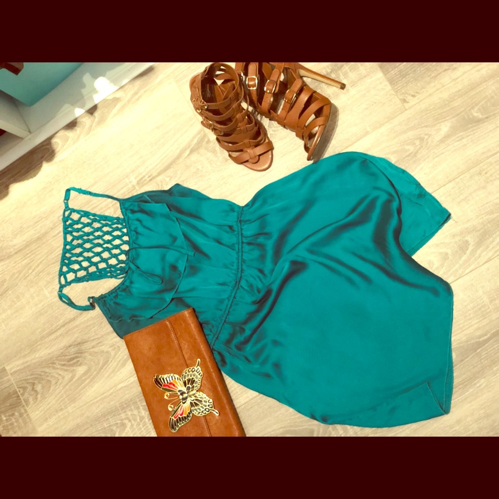 Turquoise silk dress sz small